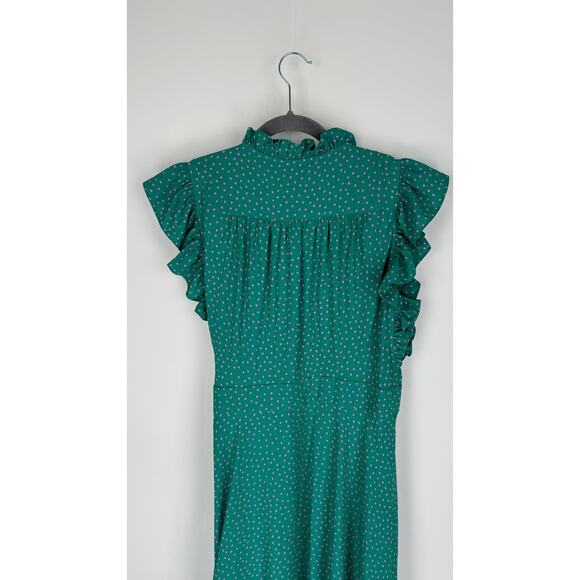 Kate Spade Poolside Dot Wrap Dress Womens 10 Emerald Coast Green Pink New - Picture 12 of 14